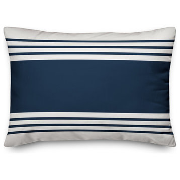 Navy and White Farmhouse Stripe 14x20 Lumbar Pillow
