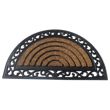 Homenmore Rubber Grill Border Coir Mat, Natural And Black, 18"x30"
