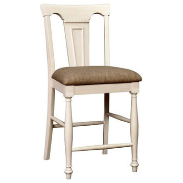 Furniture of America Hendrix Wood Counter Height Chair in White (Set of 2)