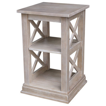 Hampton Accent Table With Shelves, Washed Gray Taupe