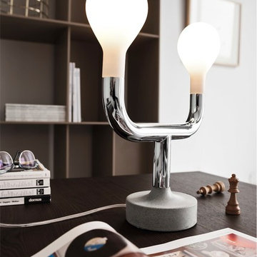 Pom Pom Table Lamp - Chromed Base Finish and Acid Etched White Shade