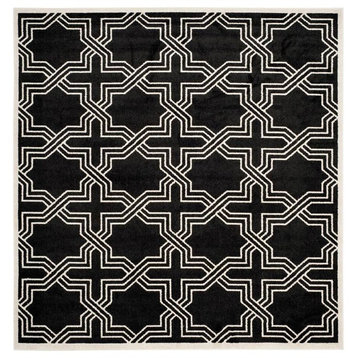 Safavieh Amherst Amt413G Outdoor Rug, Anthracite/Ivory, 7'0"x7'0" Square