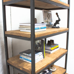 Ralph Bespoke Reclaimed Scaffolding Boards and Welded Dark Steel Box Section Fra - Bookcases