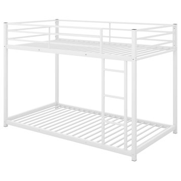 Gewnee Twin Over Twin Metal Bunk Bed with Ladder in White