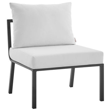 Riverside Outdoor Patio Aluminum Armless Chair, Gray White
