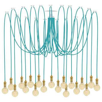 Turquoise And Brass Spider Chandelier
