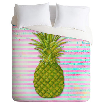 Deny Designs Madart Inc Striped Pineapple Lightweight Duvet Cover