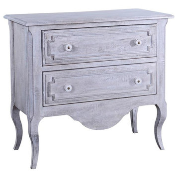 Chest of Drawers Vienna Antiqued White Wood French Legs 2-Drawer