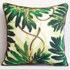 Green Decorative Pillow Covers 14"x14" Cotton, Tropical Girl