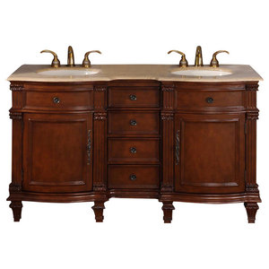 52 Inch Small Brown Double Sink Bathroom Vanity Granite Traditional Traditional Bathroom Vanities And Sink Consoles By Luxury Bath Collection Houzz