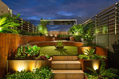 This is an example of a contemporary rooftop deck in Melbourne.