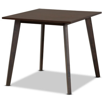 Baxton Studio Britte Dark Oak Finished Square Wood Dining Table in Brown