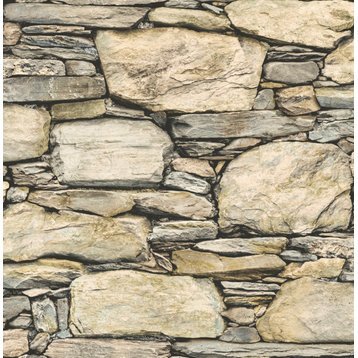 Cesar Beige Stone Wall Wallpaper, Sample