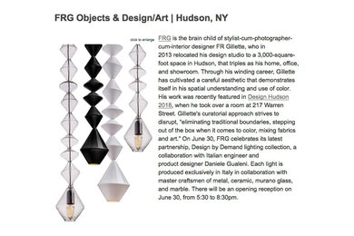 Design by Demand Lighting Collection on View at FRG Objects & Design / Art