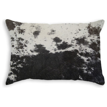 Natural Torino Cowhide Pillow 12"x20", Salt and Pepper Black and White
