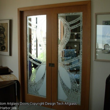 Custom Etched/ Sandblasted/ Carved Glass Doors