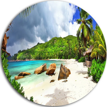Seychelles Islands Wide Panorama, Landscape Round Wall Art, 23"