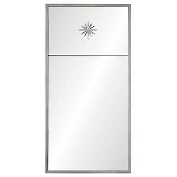 Trumeau Framed Mirror with Etched Star, Polished Stainless Steel