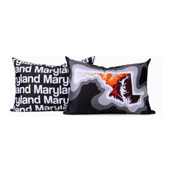 Maryland map pillow, charcoal orange - Decorative Pillows