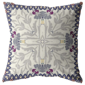 Amrita Sen Frame Double Sided Suede Zippered Pillow With Gray CAIPL4FSDS18X18