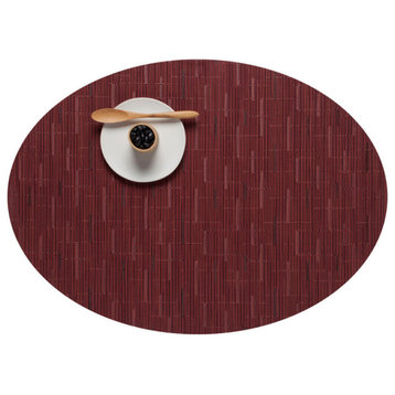 Bamboo Oval Table Mat, Cranberry