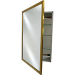 Afina - "SLIM LINE" Single Door Medicine Cabinets, Satin Brass, 24x30 - Single Door Slim Line Medicine Cabinets. Anodized Aluminum construction. Three adjustable Tempered Glass Shelves. Recessed or Surface Mount by ordering the OPTIONAL #MSK Surface Mount Kit. Available in 2 sizes: 20"x30" (18x28 Recessed Opening), 24"x30" (22"x28" Recessed Opening) and 4 finishes: Matte Black, Polished Chrome, Satin Brass, Brushed Satin.