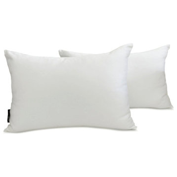 White Satin 12"x20" Lumbar Pillow Cover Set of 2 Solid - White Slub Satin