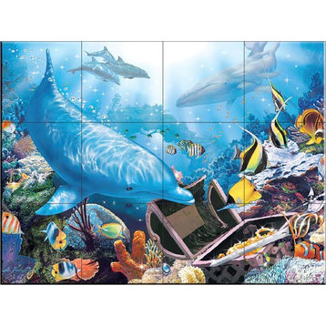 Tile Mural Bathroom Backsplash - Treasure Reef  - by Christian Riese Lassen