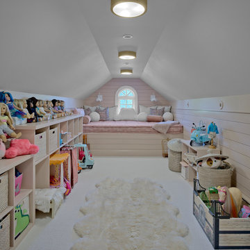 Finished Attic Playroom with Built-In Storage