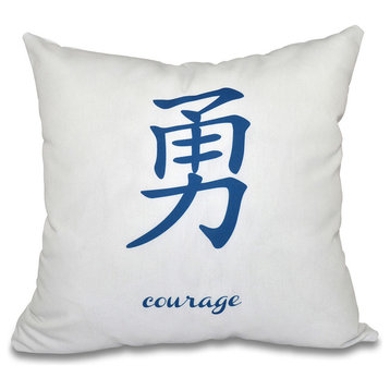 20"x20" Courage, Word Print Pillow, Blue