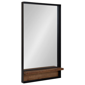 Owing Rectangle Mirror With Shelf, Rustic Brown 20"x34"