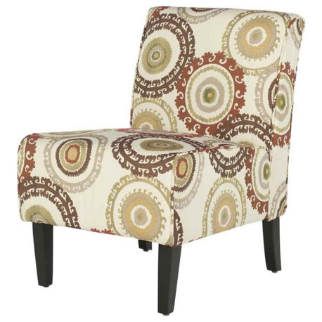 Multicolor Contemporary Armless Accent Chair, Cushioned Seat and Tapered Legs