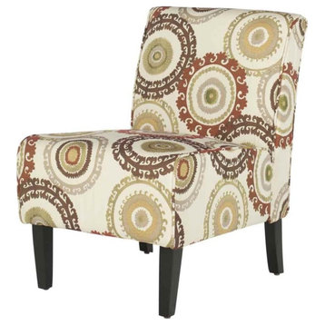 Contemporary Armless Accent Chair, Tapered Legs With Cushioned Seat, Multicolor