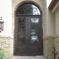 Milan Round Top Wrought Iron Doors with Transom - Front Doors