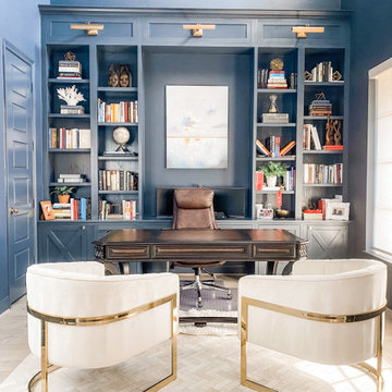 Bold and Blue Transitional Home Office