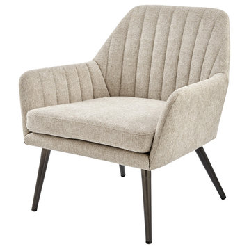 Jolene Fabric Accent Arm Chair, Beige