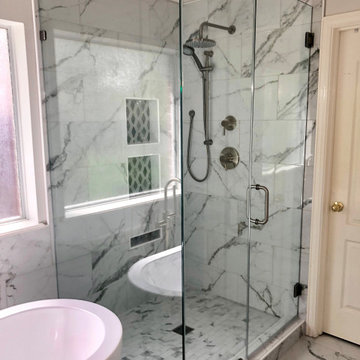 Blue Primary Bathroom Remodel