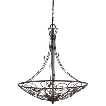 26.5" Inch Tall Metal Chandelier In Iron Rust Finish
