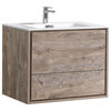 DeLusso 30" Wall Mount Bathroom Vanity, High Gloss White, Ash Gray, Nature Wood