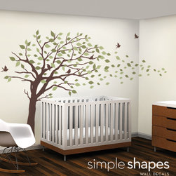 Elegant Style Blowing Leaves Tree Decal for Baby Nursery or Home - Wall Decals
