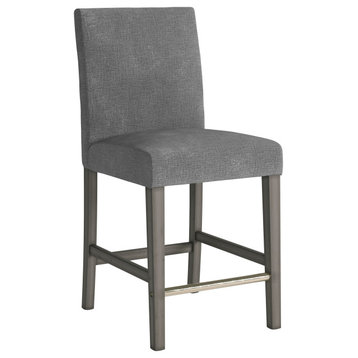 CorLiving Laura Fabric Counter Height Barstool with Gray Solid Wood Legs, Gray