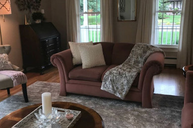 Transitional living room photo in Boston