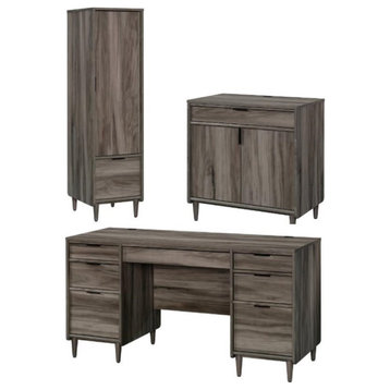 Home Square 3-Piece Set with Desk Base Storage Cabinet & Narrow Storage Cabinet