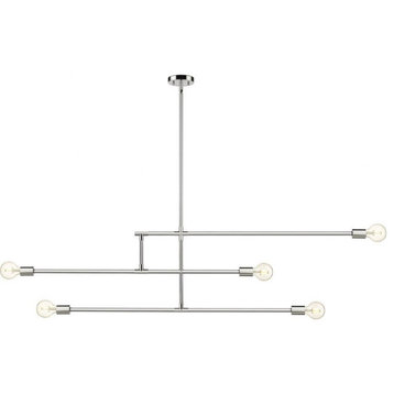 5 Light Chandelier In Sleek Style-15 Inches Tall and 4.75 Inches Wide-Chrome