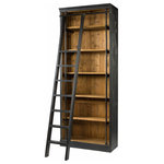 Four Hands Furniture - Irondale Ivy Bookcase With Ladder - A two-tone finishe beguiles the senses in this antiqued, library bookcase. The exterior is finished in hand-rubbed black while interior shelves with unique iron supports reveal the natural beauty of reclaimed pine. For use with or without available library ladder.