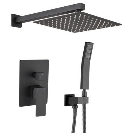 10"Wall Mounted Rainfall Shower System, Matte Black