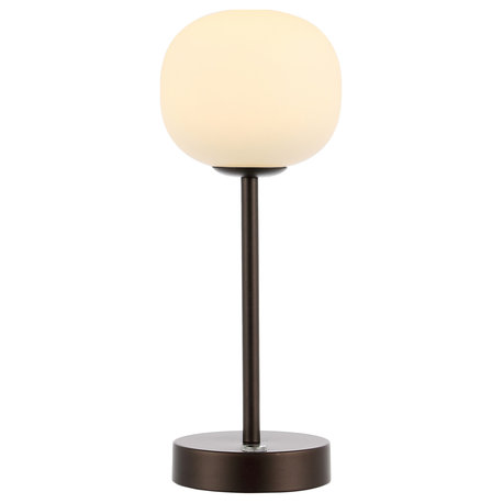 12.25" Modern Minimalist Iron Rechargeable Integrated LED Table Lamp, Black