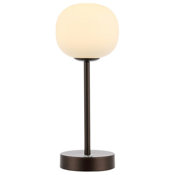 Natalia 12.25" Modern Minimalist Iron Rechargeable Integrated LED Table Lamp, Black