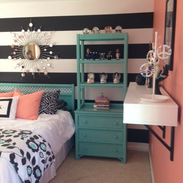 Girl's Teal & Coral Bedroom