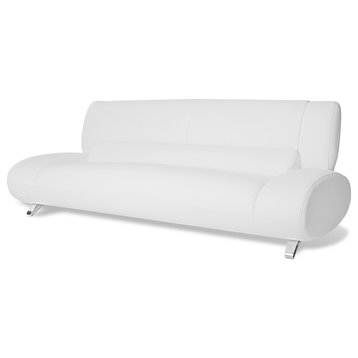 Modern Aspen White Microfiber Leather Sofa